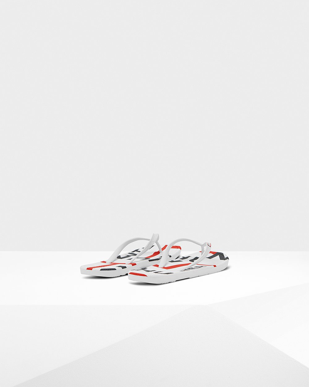 Hunter Original Exploded Logo Flip Flops - Discount Mens White - VAYIWO657